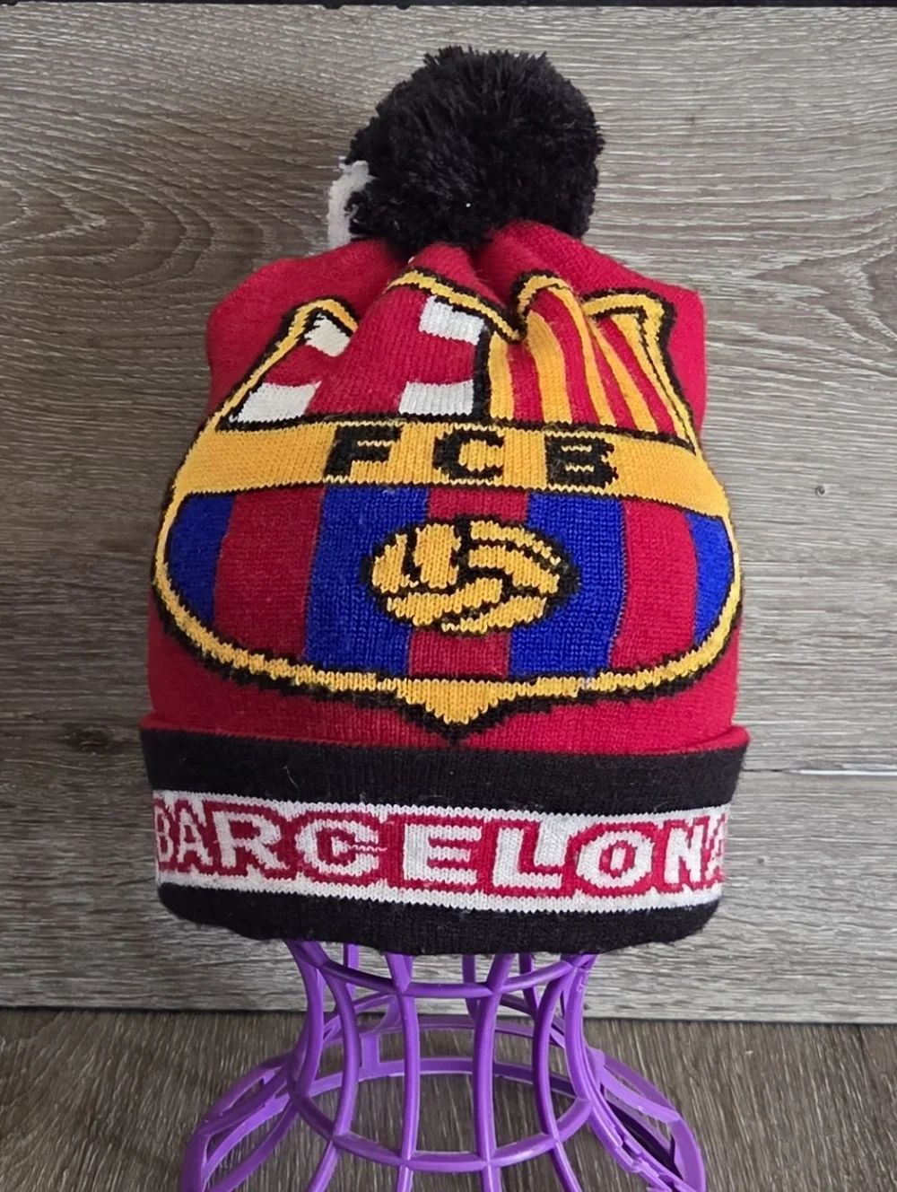 FC Barcelona Soccer Pom Pom Beanie Hat